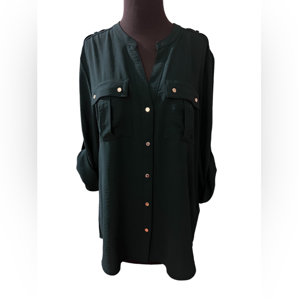 NWT Calvin Klein blouse gold buttons size L